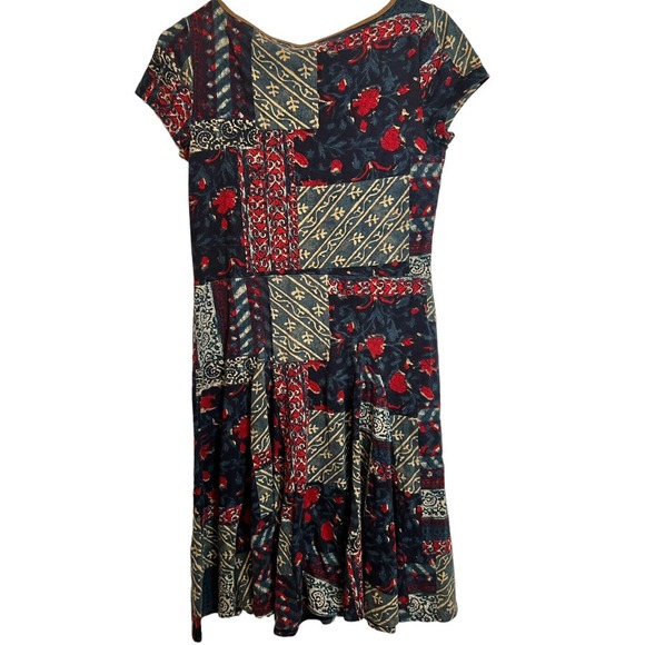 Ralph‎ Lauren 100% Cotton Green Blue Red Floral Empire Tunic Shirt Dress Medium - Picture 2 of 4